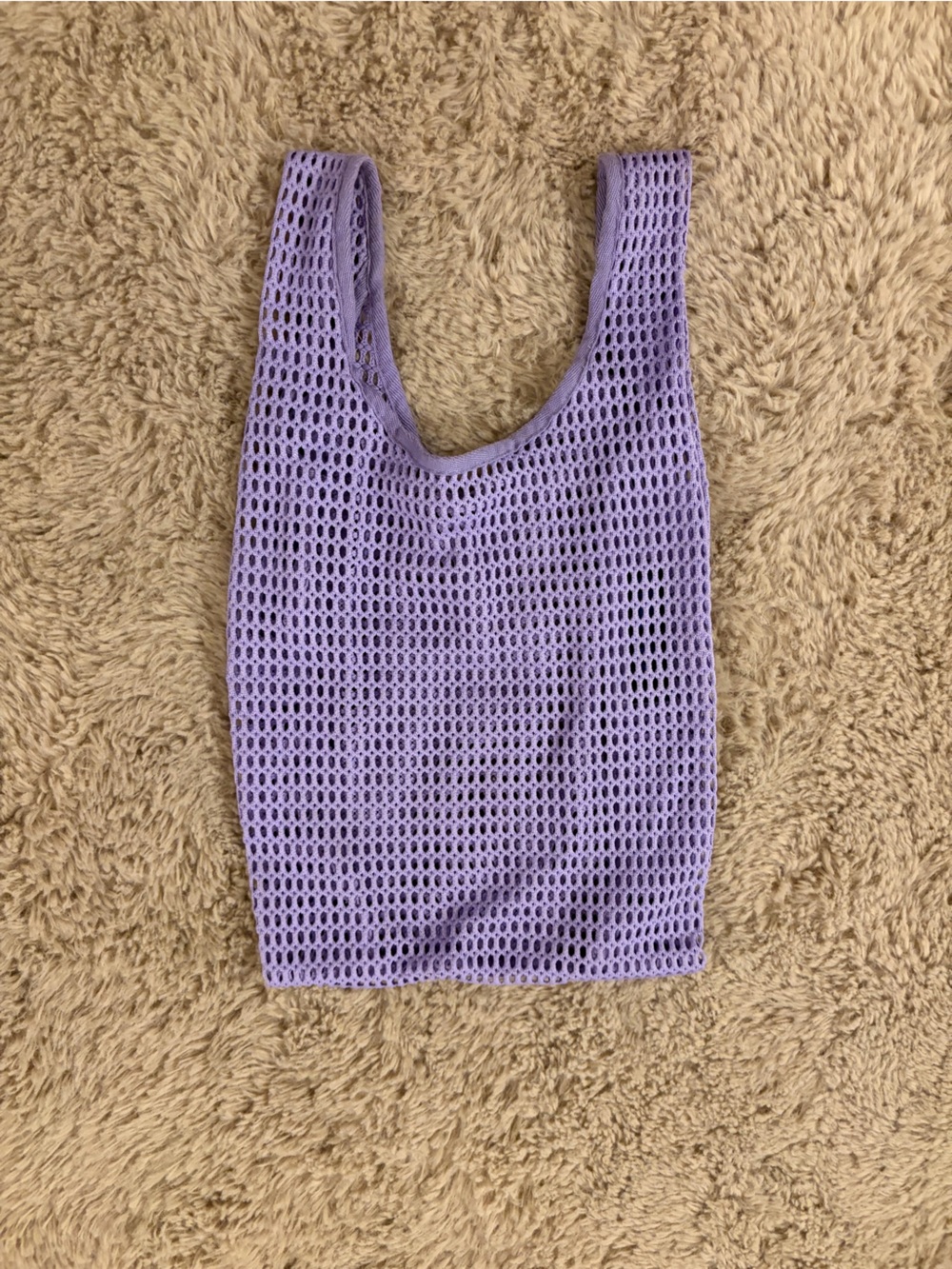 BAGGU lavender mesh market tote - lilac open-weave shoulder bag